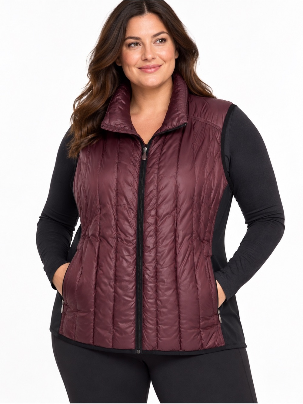 Calvin Klein Performance 2X Premium Down Puffer Vest Plum Black